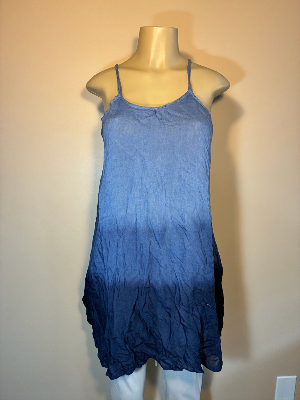 Blue Ombre Spaghetti-Strap Mini Dress